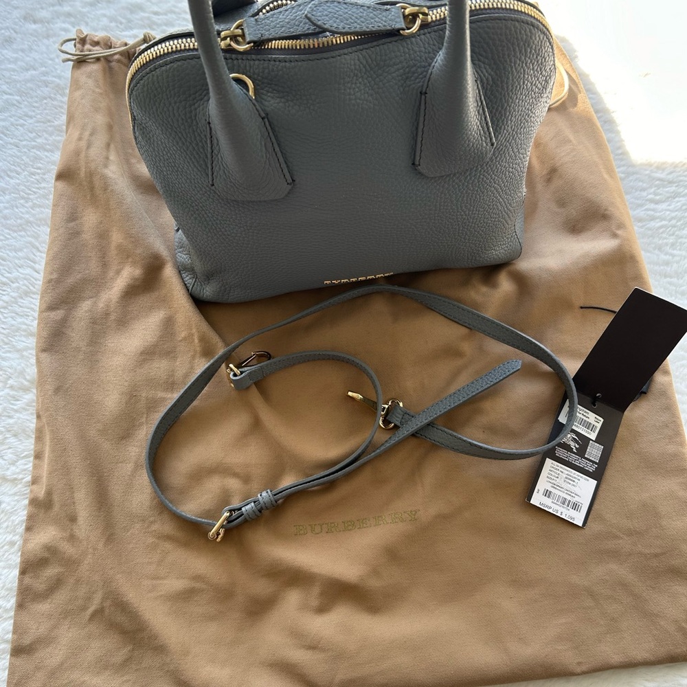 Burberry Pebble Leather Satchel in Gray